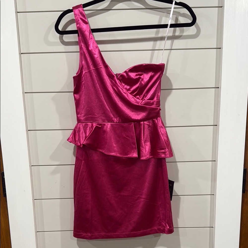 Lulu's Flirtatious Energy Pink Satin Dress